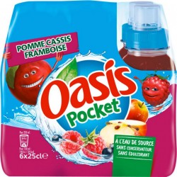 Oasis Pocket Pomme Cassis Framboise 25cl (lot de 4 packs de 6 soit 24 bouteilles)